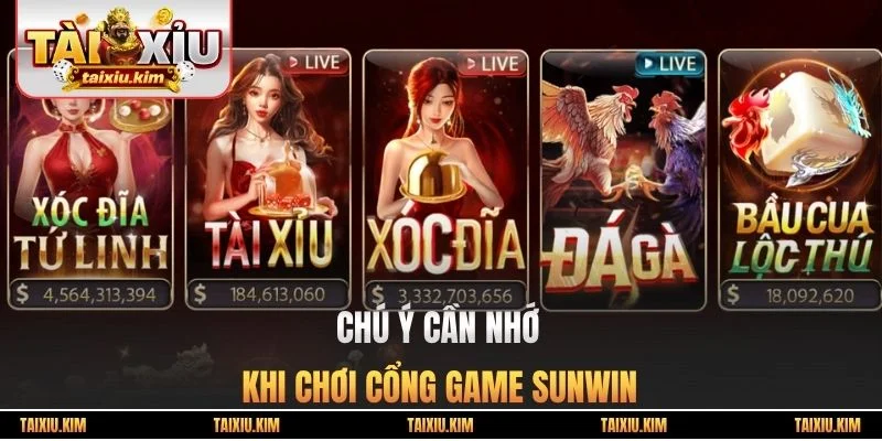 Chú ý cần nhớ khi chơi cổng game Sunwin